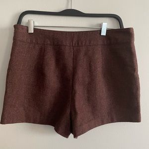 High waisted wool shorts high rise brown shorts with pockets